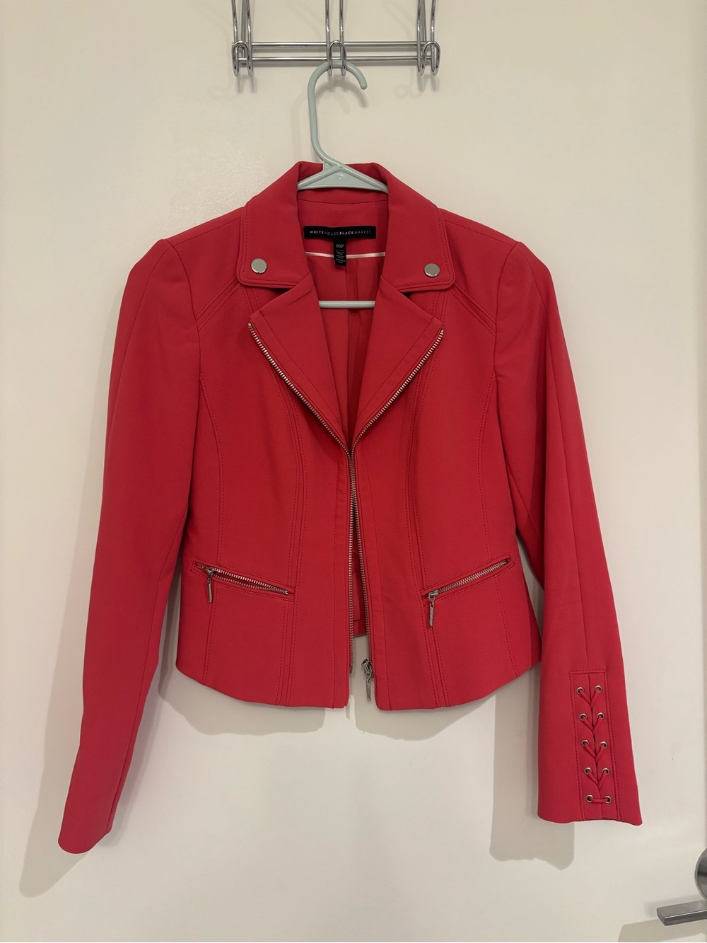 White House | Black Market Women's Zip-Front Peach Blazer